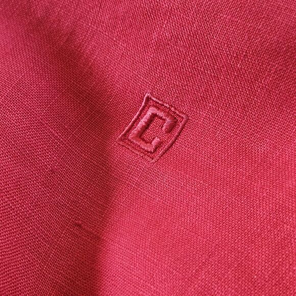 Chaps Women Linen Top 2X Red Button Front Coastal Summer Casual 3/4 Split Sleeve - Picture 8 of 9